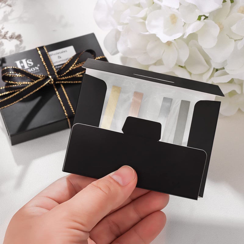 HAWSON مشبك ربطة عنق هاوسون - شريط رفيع للرجال 4 قطع مشابك ربطة عنق مبدئية مناسبة لحفلات الزفاف والذكرى السنوية والأعمال والحياة اليومية تأتي مع صندوق هدايا أسود - Image 5